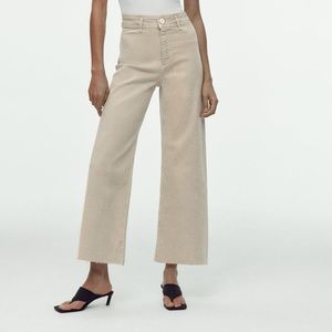 Zara Beige High Waisted Marine Jeans Size 2